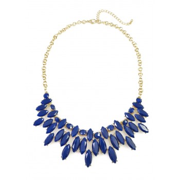 Windham Navy Blue Marquise Stone Cluster Necklace